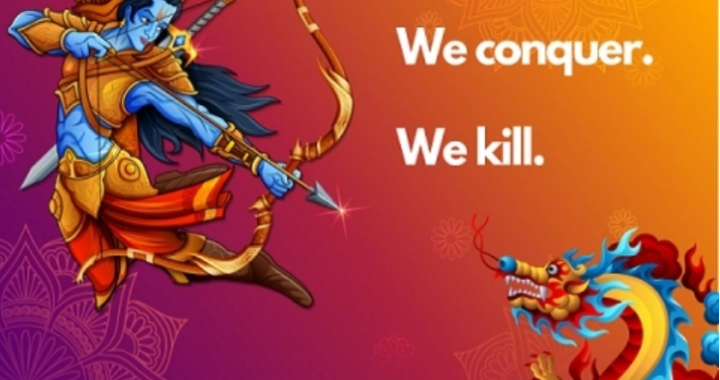Lord Rama poised to slay China's Dragon