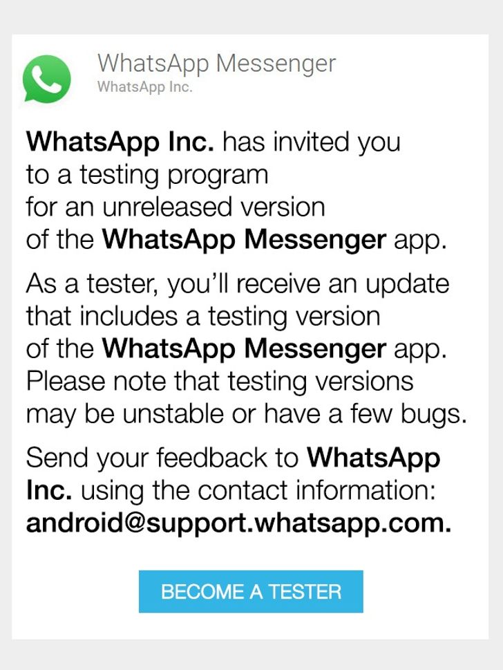 whatsapp tricks: WhatsApp Beta page