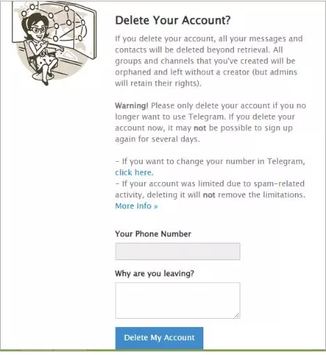 Delete your account telegram