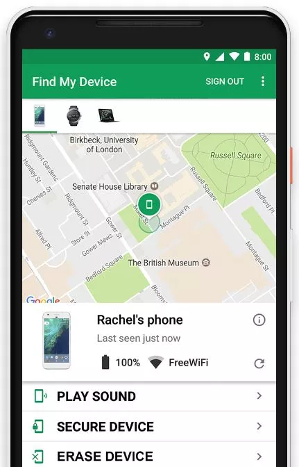 Google Find My Device  imei tracker