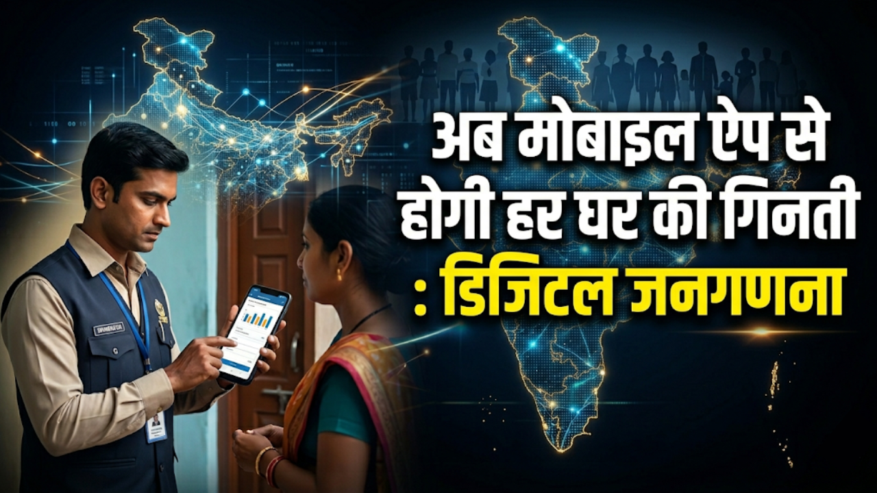 Government enumerator using mobile app for India Digital Census 2027 data collection